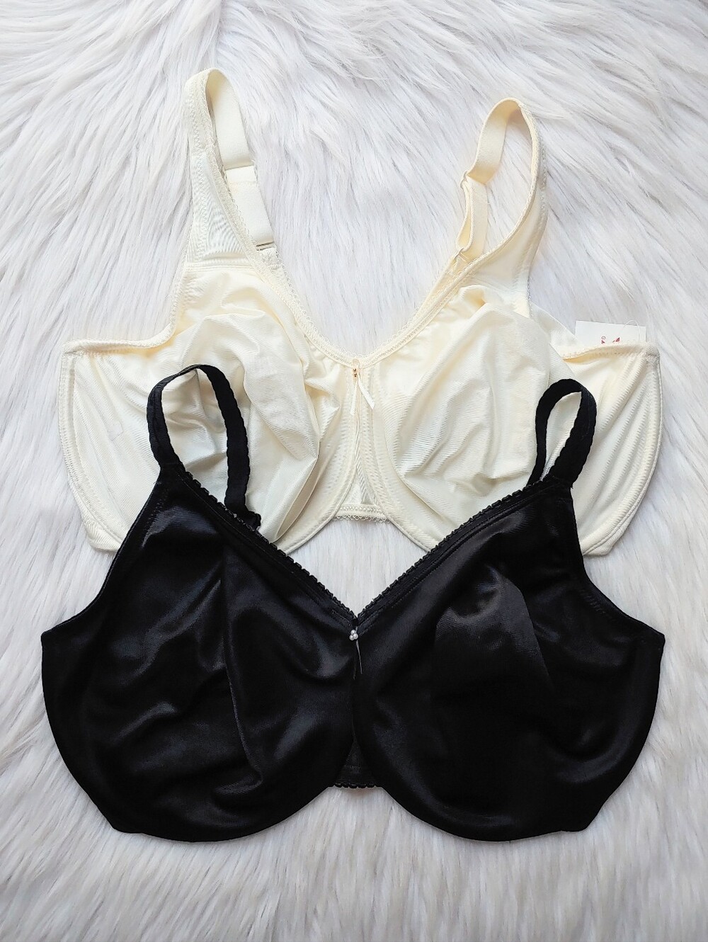 Wacoal Unlined Underwire Comfort & Minimizer Bras in Ivory & Black 38G (~38DDDD)